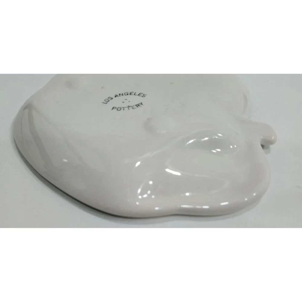 Vintage Los Angeles Pottery Holly Leaf Dish Trinket Bowl Christmas Ceramic 7in